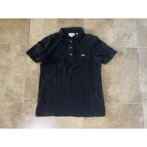 Lacoste Sport Men's Sz M 4 Black Short Sleeve Polo Shirt 100% Cotton